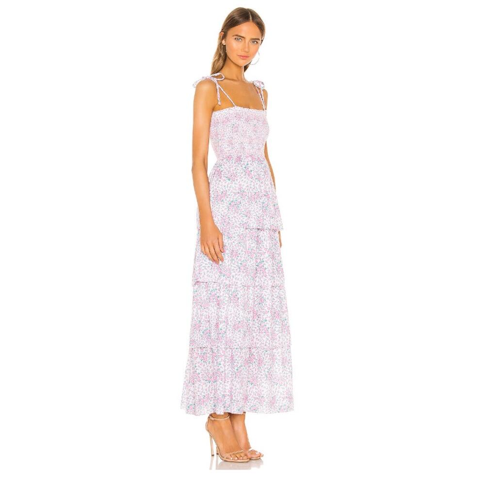 Love Shack Fancy Caressa Maxi Dress Candy Heart Pink Floral Womens New Large - Picture 14 of 16